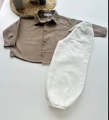 Çocuk Takım – Kahverengi Gömlek & Beyaz Pantolon thumbnail 2