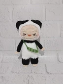 Panda Kostümlü Labubu Amigurumi Organik Oyuncak - 1