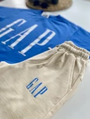 Baskılı Erkek Çocuk Şortlu Takım – Mavi/Krem thumbnail 3