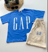 Baskılı Erkek Çocuk Şortlu Takım – Mavi/Krem thumbnail 5