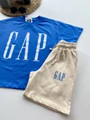 Baskılı Erkek Çocuk Şortlu Takım – Mavi/Krem thumbnail 2