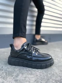 JY010 Cloud Bağcıklı Rugan Erkek Günlük Sneaker Ayakkabı RST - Siyah - 1