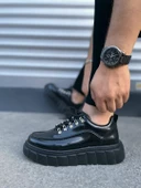JY010 Cloud Bağcıklı Rugan Erkek Günlük Sneaker Ayakkabı RST - Siyah - 3