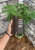 Guard Koyu Kahverengi Croco Hakiki Deri Baskılı Fermuarlı Portföy Cüzdan Erkek / Kadın P3016 thumbnail 4