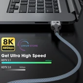 2-Metre HDMI To HDMI Ultra Sertifikalı HDMI 2.1 Kablo 48Gbps 8K/60Hz,4K/120Hz,4K/60Hz, Earc, Hdcp 2.2, D-Hdr, Dolby Vision thumbnail 4