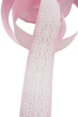 Tafta Dantel Görünümlü Kurdele Pembe 25 mm 1 Metre thumbnail 2