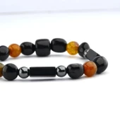 Oltu Taşı Hematit ve 4'lü Kaplan Gözü Kesme Bileklik thumbnail 1