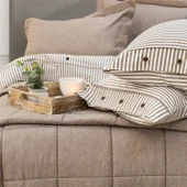 Schafer Home Loria Yatak Örtüsü Nevresim Seti 7 Parça-Bej - 7