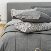 Schafer Home Loria Yatak Örtüsü Nevresim Seti 7 Parça-Antrasit - 6