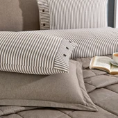 Schafer Home Loria Yatak Örtüsü Nevresim Seti 7 Parça-Bej - 10