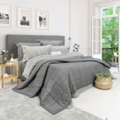 Schafer Home Loria Yatak Örtüsü Nevresim Seti 7 Parça-Antrasit - 2