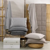 Schafer Home Loria Yatak Örtüsü Nevresim Seti 7 Parça-Bej - 11