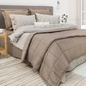 Schafer Home Loria Yatak Örtüsü Nevresim Seti 7 Parça-Bej - 3