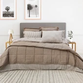 Schafer Home Loria Yatak Örtüsü Nevresim Seti 7 Parça-Bej - 1