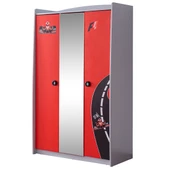 Gardırop, Formula 3 Kapılı Dolap - Kırmızı - 1