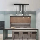 Pipe Plafonyer Led Avize 100 Cm 12li Boru Siyah ve Sarkıt Avize - 2