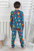 Renkli Geometrik Şekilli Erkek Çocuk Pijama Takımı - 10