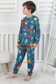 Renkli Geometrik Şekilli Erkek Çocuk Pijama Takımı - 6
