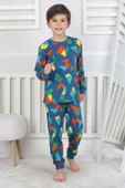 Renkli Geometrik Şekilli Erkek Çocuk Pijama Takımı - 3