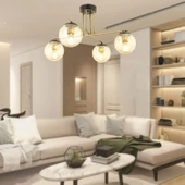 Mali 4 Kollu Eskitme Balcam Modern Avize Camlı Avize ve Sarkit Avize thumbnail 2