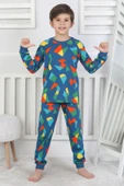 Renkli Geometrik Şekilli Erkek Çocuk Pijama Takımı - 1