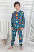 Renkli Geometrik Şekilli Erkek Çocuk Pijama Takımı - 5