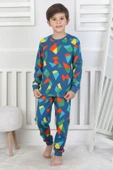Renkli Geometrik Şekilli Erkek Çocuk Pijama Takımı - 8