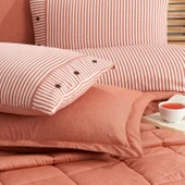 Schafer Home Loria Yatak Örtüsü Nevresim Seti 7 Parça-Turuncu - 10