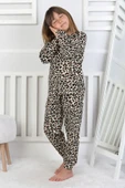 Minik Uyku Avcısı - Vahşi Rahatlık Serisi Leopar Desenli Kız Çocuk Pijama Takımı thumbnail 2