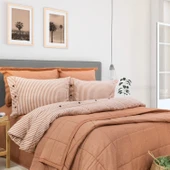 Schafer Home Loria Yatak Örtüsü Nevresim Seti 7 Parça-Turuncu - 3