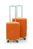 Copella Polipropilen & Kırılmaz 2'li Valiz Seti Orta & Kabin - Turuncu thumbnail 1