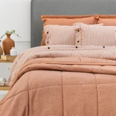 Schafer Home Loria Yatak Örtüsü Nevresim Seti 7 Parça-Turuncu - 5