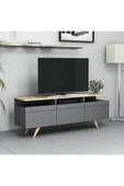 BMdekor Tv Sehpası  3 Kapak Antrasit Safir Meşe thumbnail 1
