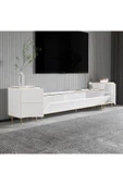 Meltem Çelik - BMdekor TV Sehpası Kozan Set Beyaz Mermer Desen Gold 260 cm thumbnail 3