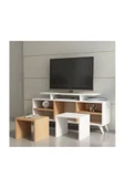 BMdekor Tv Ünitesi Kervan Beyaz Teak thumbnail 2