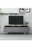 BMdekor Tv Sehpası  3 Kapak Antrasit Safir Meşe thumbnail 2