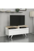 BMdekor Tv Sehpası Berka 2 Kapak Beyaz Safir Meşe - 2