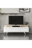 BMdekor Tv Sehpası Berka 3 Kapak Beyaz Safir Meşe - 1