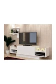 BMdekor Tv Ünitesi Mürdüm Raflı Beyaz 120 Cm - 3