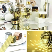 1 Metre Uzunluğunda Gold Renk Aynalı Mozaik Taşlı Dekor Bandı 4 cm x 1 mt thumbnail 4