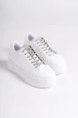 DELLA Bağcıklı Ortopedik Taban Taşlı Kadın Sneaker Spor Ayakkabı CBT - Beyaz - 4