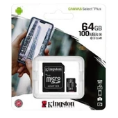 Kingston 64GB Canvas Select Plus Gen3 Micro SDXC 100MB/s A1 Hafıza Kartı, SDCS3/64GB thumbnail 2