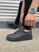 JY152 Cool Bağcıklı Cilt Erkek Günlük Spor Klasik Ayakkabı CST - Siyah thumbnail 3