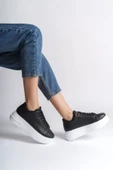 BIANA Bağcıklı Ortopedik Taban Kadın Sneaker Spor Ayakkabı  CBT - Siyah - 3
