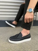 JY153 Bloom Bağcıksız Püsküllü Cilt Erkek Günlük Spor Klasik Ayakkabı CBT - Siyah thumbnail 3