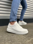 JY151 Boost Bağcıklı Cilt Erkek Günlük Sneaker Ayakkabı CBT - Beyaz thumbnail 1