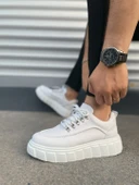 JY010 Cloud Bağcıklı Cilt Erkek Günlük Sneaker Ayakkabı CBT - Beyaz thumbnail 3
