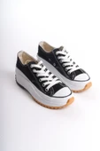 PARIS Bağcıklı Ortopedik Taban Kadın Sneaker Spor Ayakkabı  TBT - Siyah - 4