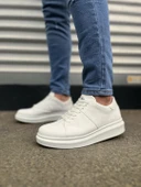 JY151 Boost Bağcıklı Cilt Erkek Günlük Sneaker Ayakkabı CBT - Beyaz thumbnail 2