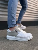 JY155 Warrior Bağcıklı ve Fermuarlı Cilt Süet Erkek Günlük Sneaker Ayakkabı CSBT - Beyaz/Gri - 1